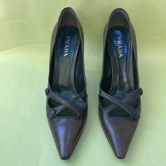 Prada vintage brown leather heels in dust bag - Picture 5 of 15